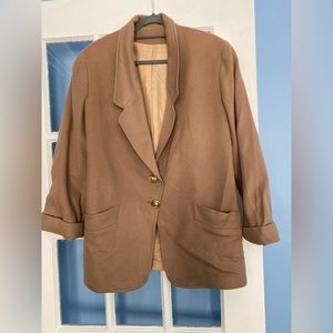 Vintage Taupe Wool Jacket Gold Buttons
